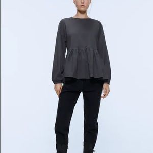 Zara Grey Ruffled Top